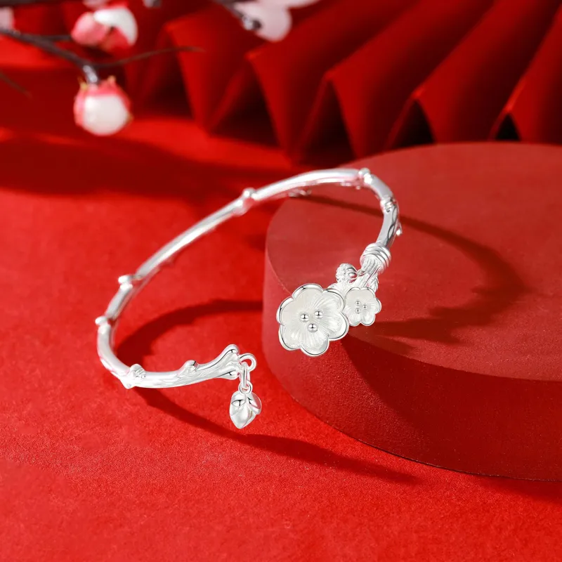 CHINA GOLD S999 Fine Silver Bangles Women's-2