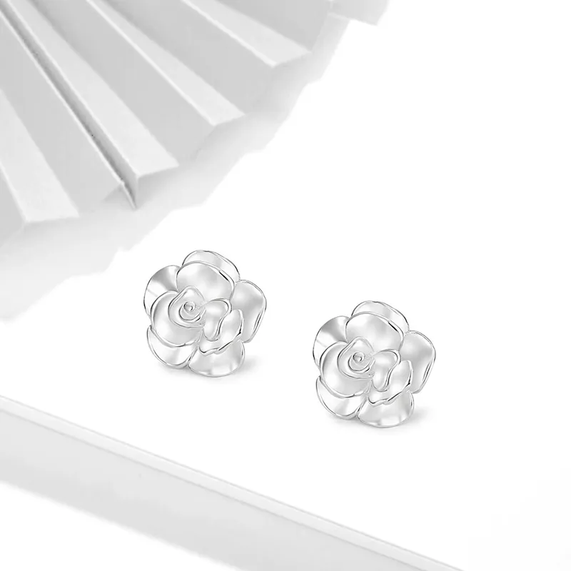 CHINA GOLD 999 Fine Silver Stud Earrings Women's-2