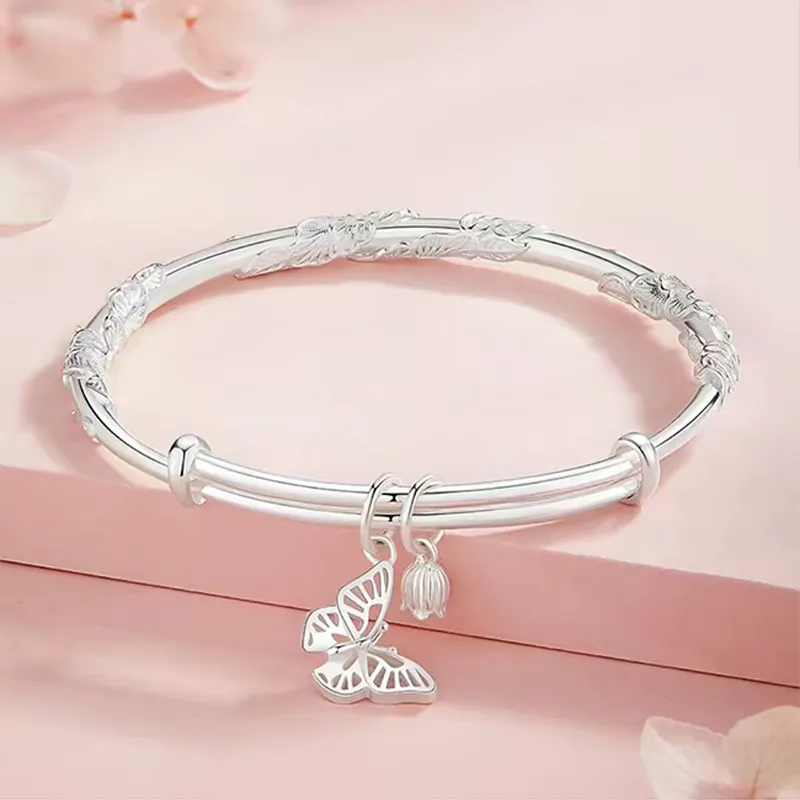 CHINA GOLD S999 Fine Silver Sterling Silver Bracelets Women's-2
