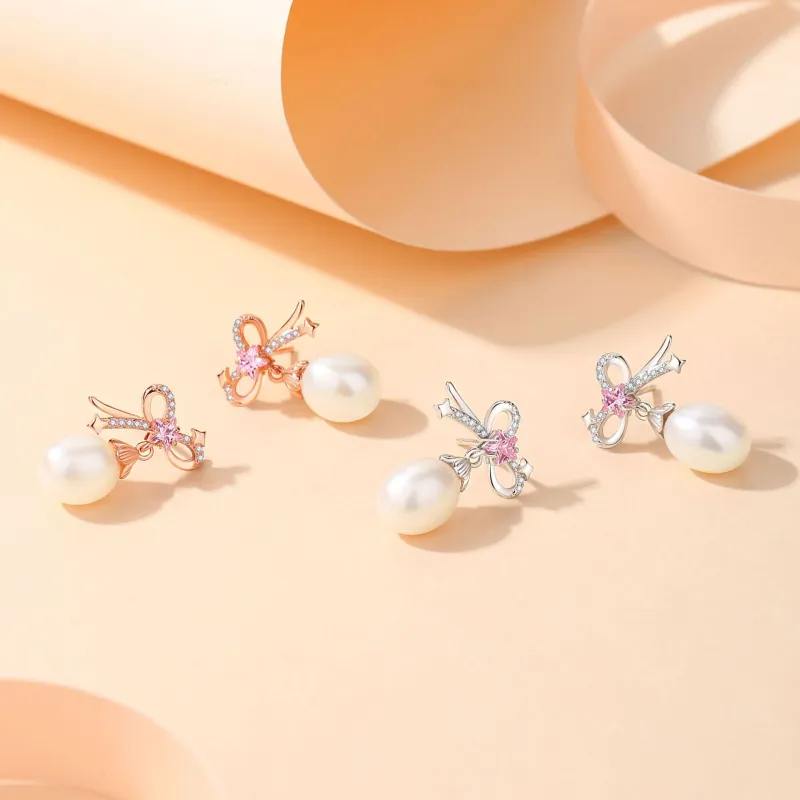 CHINA GOLD Pearl Stud Earrings Women's-3