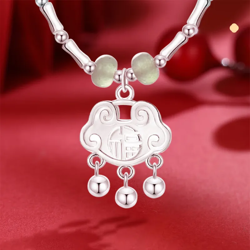CHINA GOLD 999 Fine Silver Sterling Silver Necklaces Women's-2