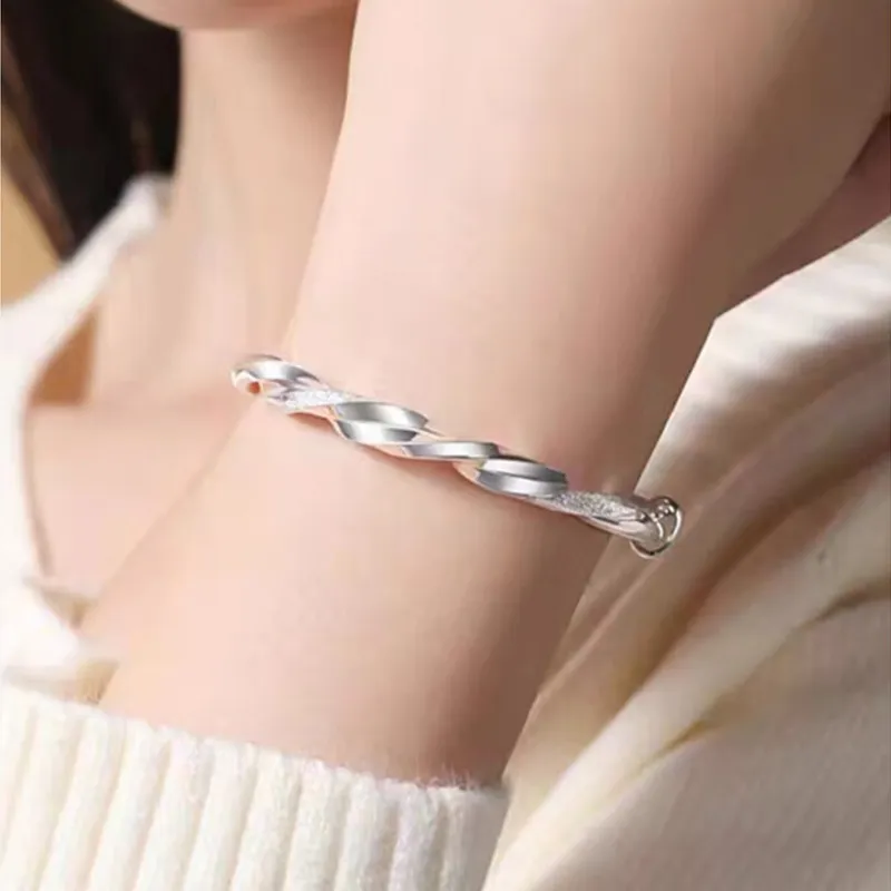 CHINA GOLD 999 Fine Silver Bangles Women's-1
