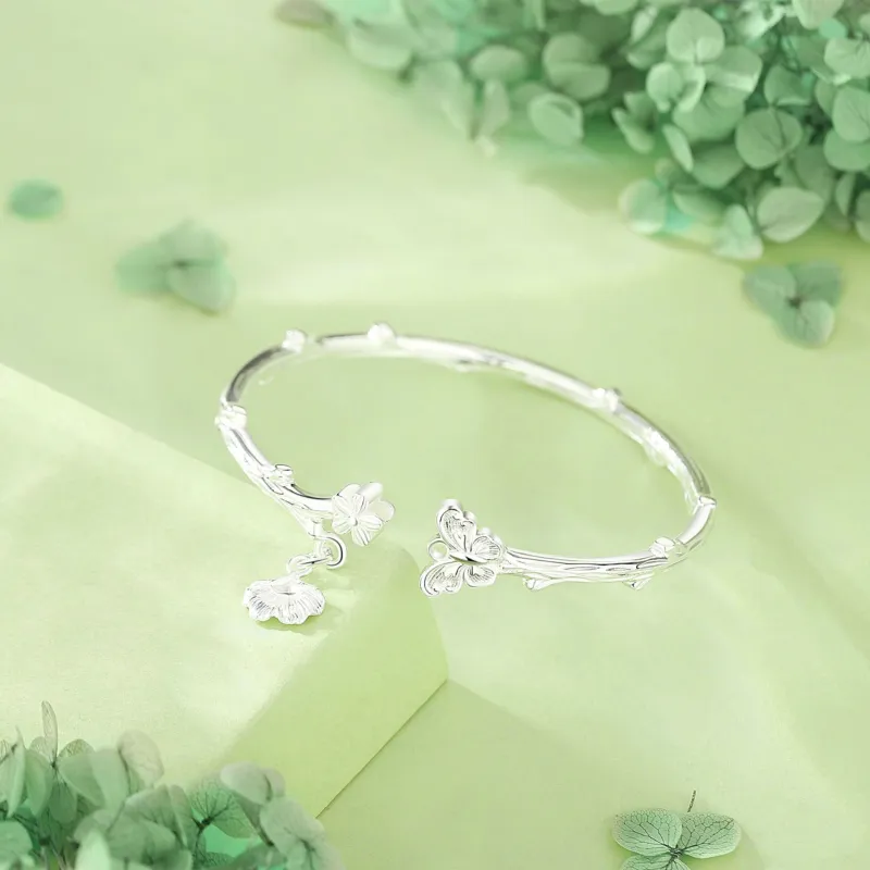 CHINA GOLD S999 Fine Silver Bangles Women's-2