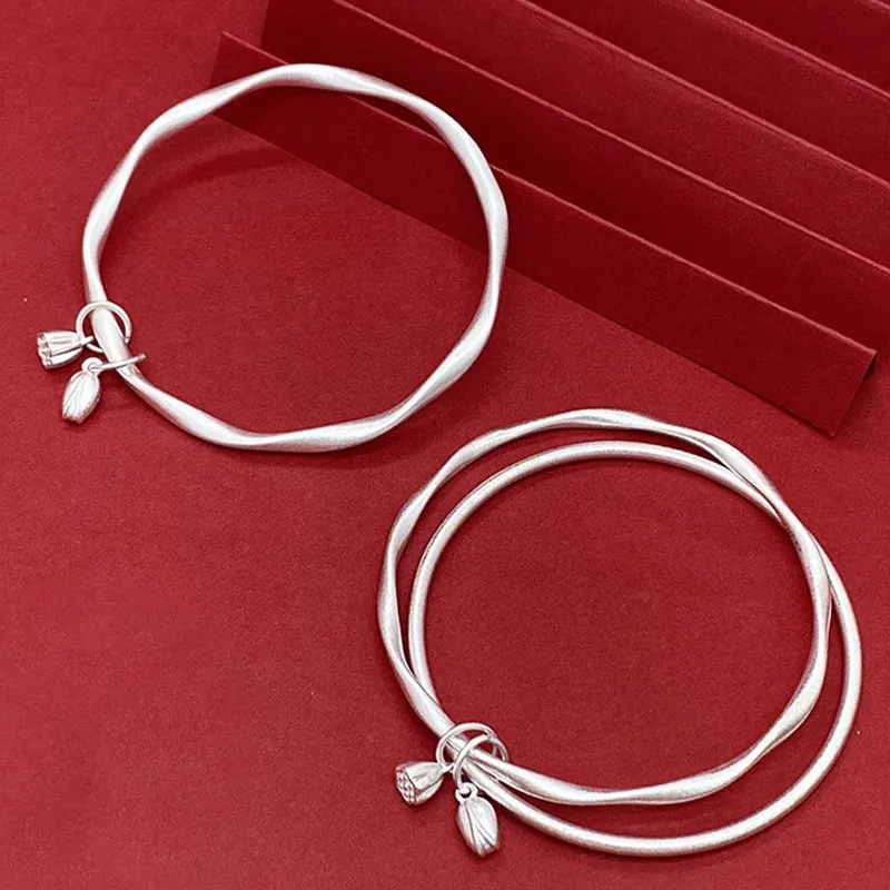 CHINA GOLD S999 Fine Silver Bangles Women's-3