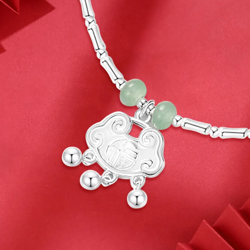 CHINA GOLD 999 Fine Silver Sterling Silver Necklaces Women's-3