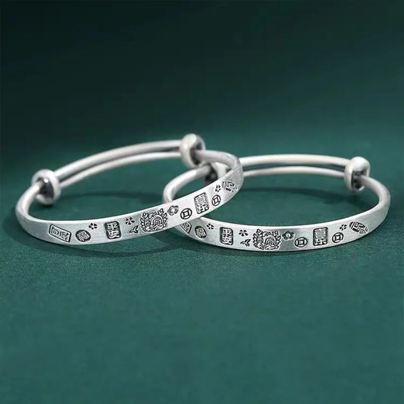 CHINA GOLD 999 Fine Silver Bangles Women's-2