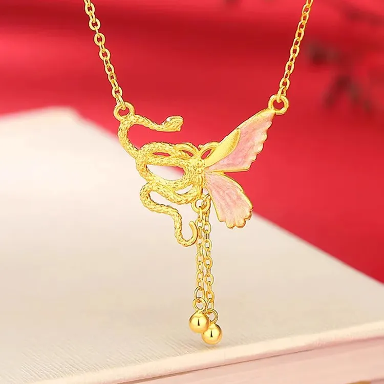 CHINA GOLD 999 Fine Silver Sterling Silver Necklaces Women's-2