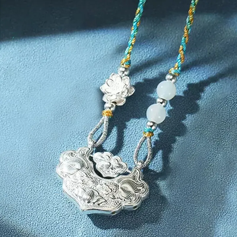 CHINA GOLD S999 Fine Silver Sterling Silver Necklaces Unisex-2