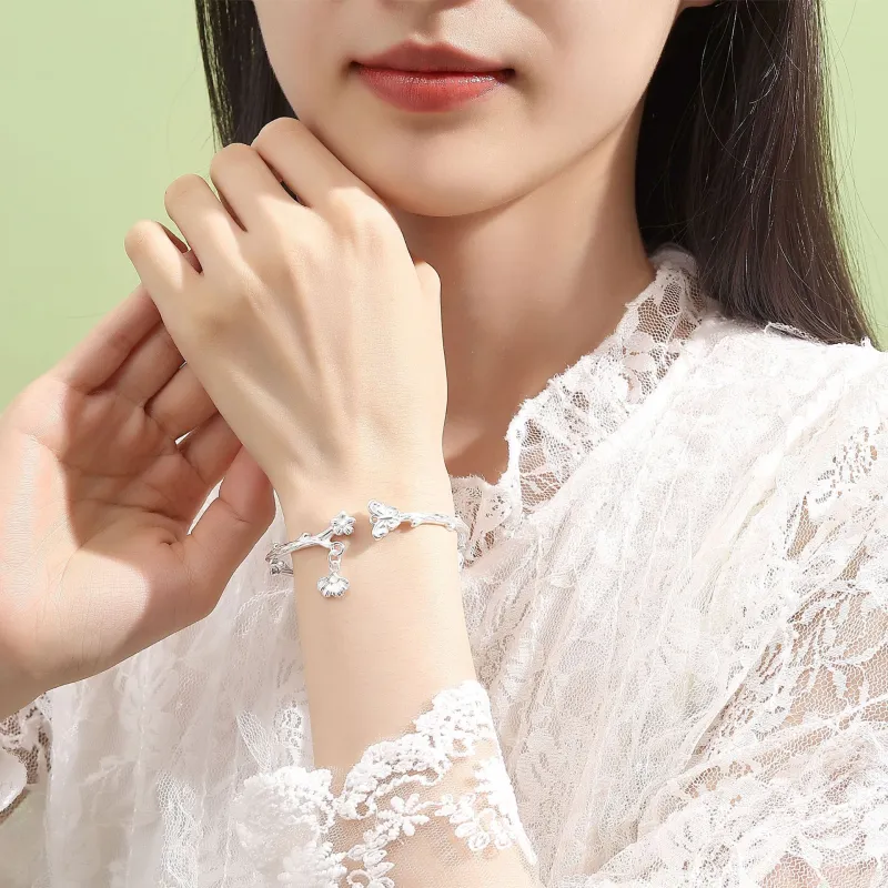CHINA GOLD S999 Fine Silver Bangles Women's-1