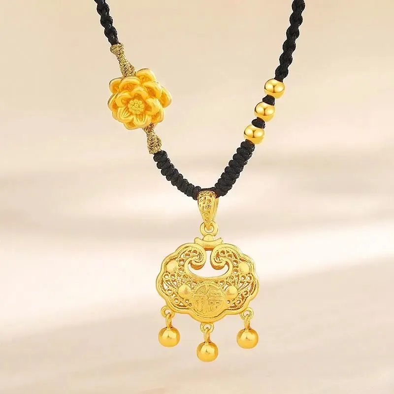 CHINA GOLD 999 Fine Silver Necklaces Women's-2