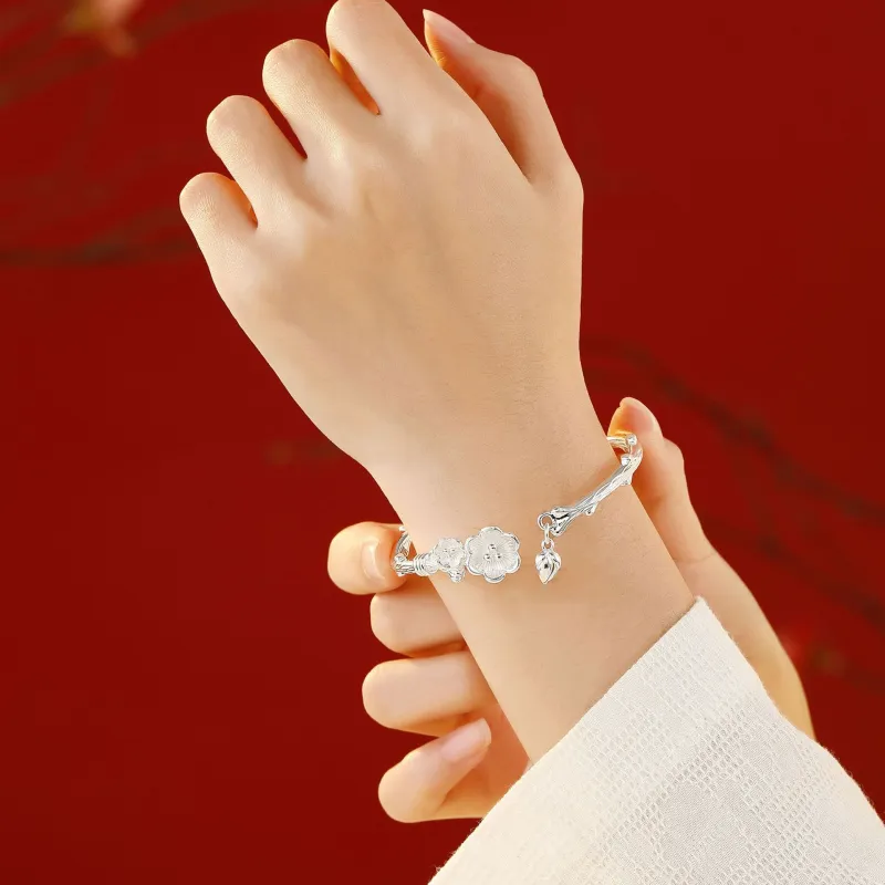 CHINA GOLD S999 Fine Silver Bangles Women's-1