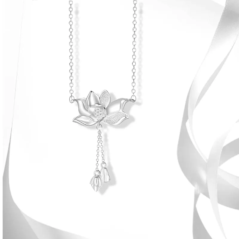 CHINA GOLD S999 Fine Silver Sterling Silver Necklaces Women's-2