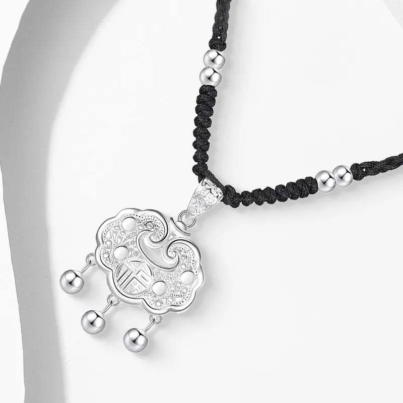CHINA GOLD 999 Fine Silver Necklaces Women's-2