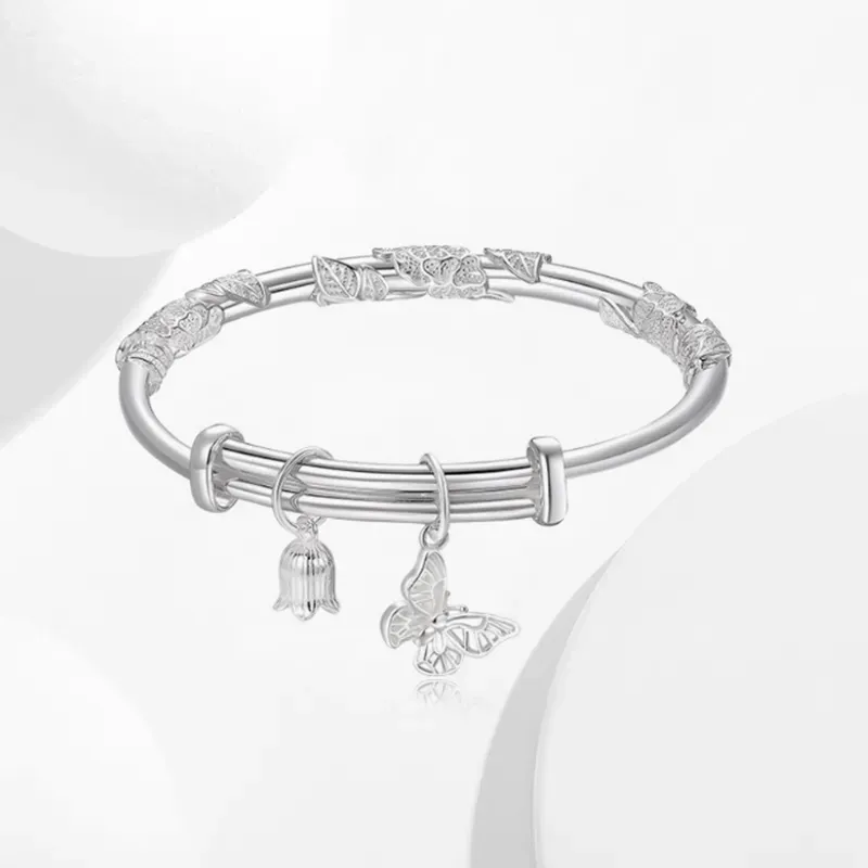 CHINA GOLD 999 Fine Silver Bangles Women's-2