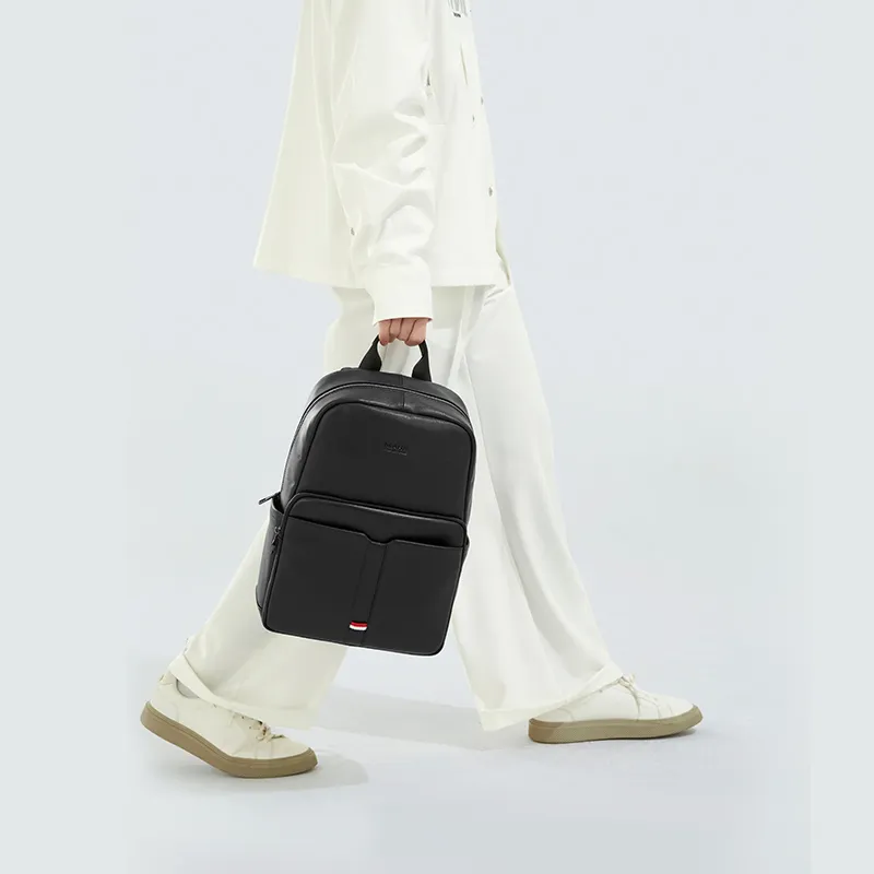 FAIRWHALE Top Grain Cow Leather Backpack Regular Men's Black-5