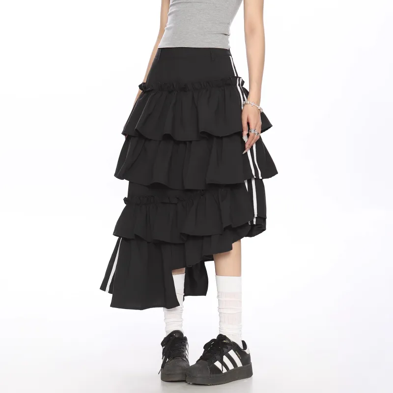 YINLEI Casual Long Skirt Women's Black-4