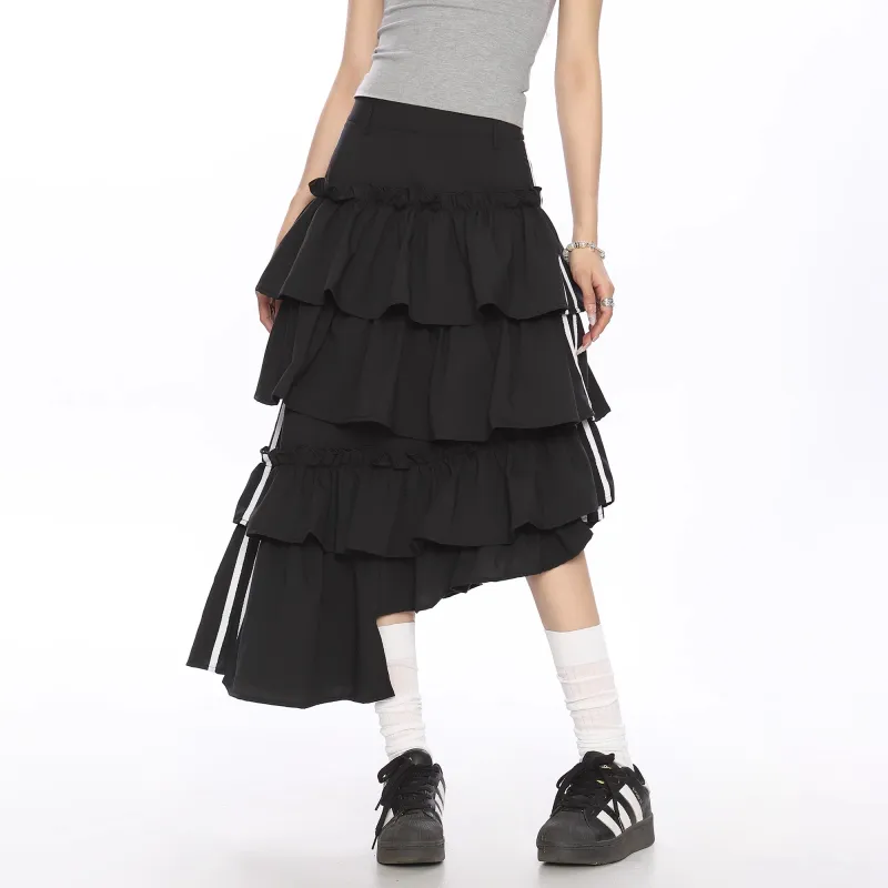 YINLEI Casual Long Skirt Women's Black-3