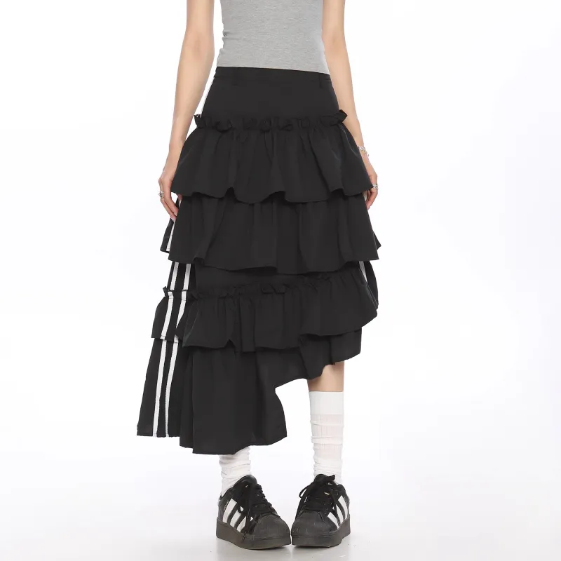 YINLEI Casual Long Skirt Women's Black-2