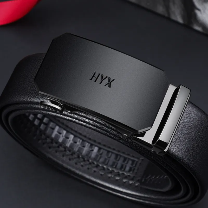 H YXIANG Split Cow Leather With Transferred Pattern Leather Belts Men's 3.5cm-4