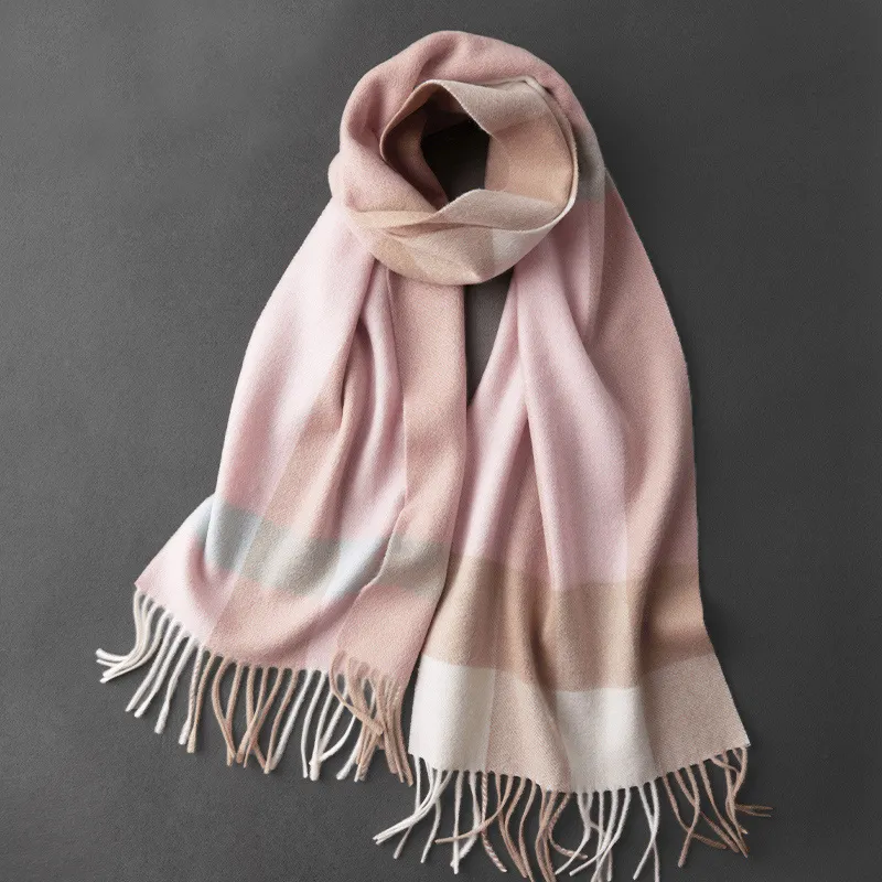H YXIANG Wool Knit Scarves Women's-2