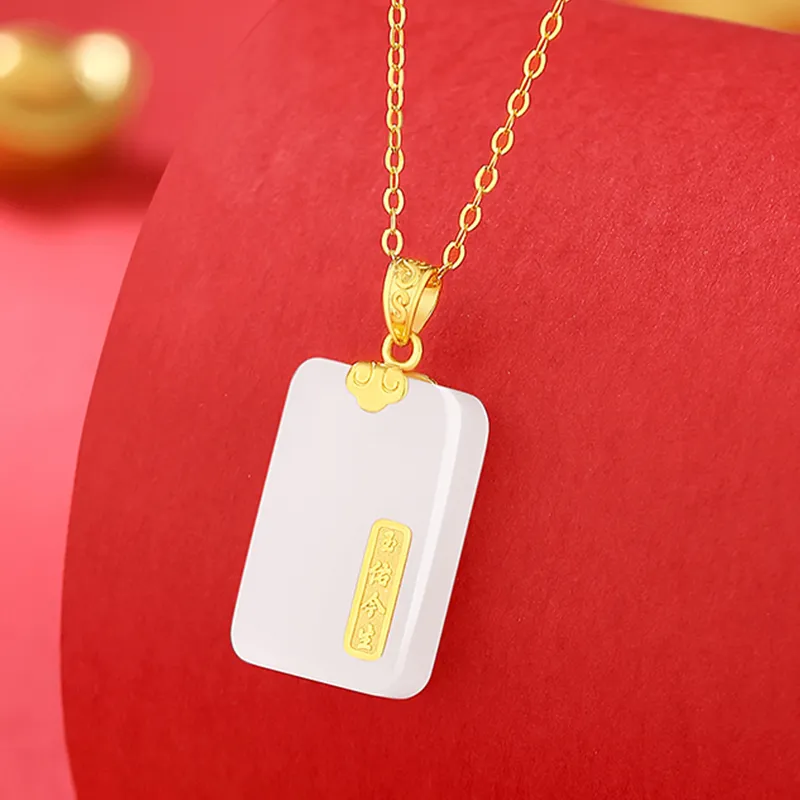 CHINA GOLD Hetian Jade Necklaces White Jade/Pale Greenish White Jade Women's-3