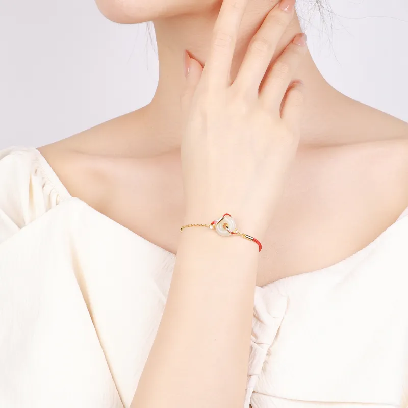 CHINA GOLD Hetian Jade Bracelets Pale Greenish White Jade Women's-5