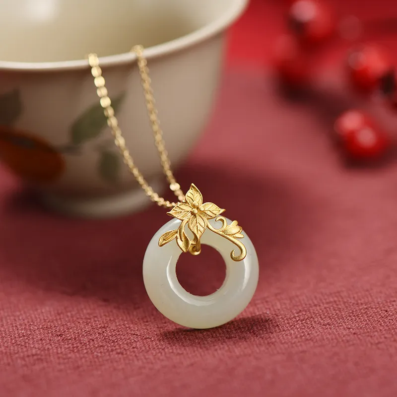 CHINA GOLD Hetian Jade Necklaces White Jade/Pale Greenish White Jade Women's-2