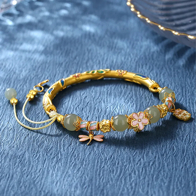 CHINA GOLD Hetian Jade Bangles Pale Greenish White Jade Women's-3