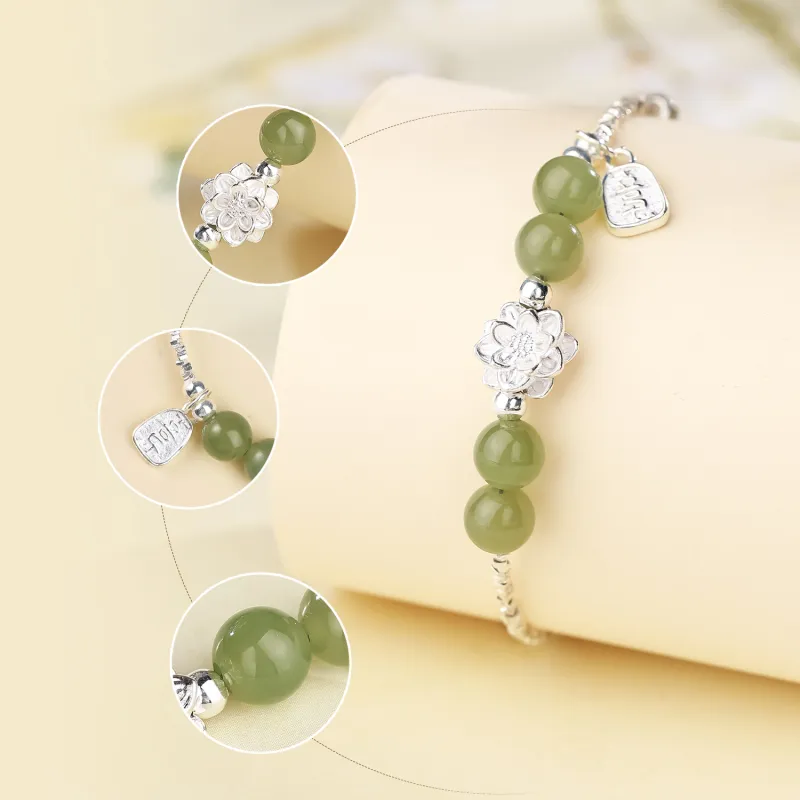 CHINA GOLD Hetian Jade Bracelets Pale Greenish White Jade Women's-2