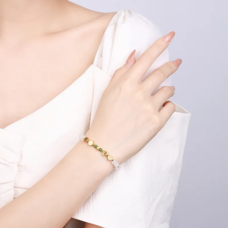CHINA GOLD Bracelets White Jade Women's-5