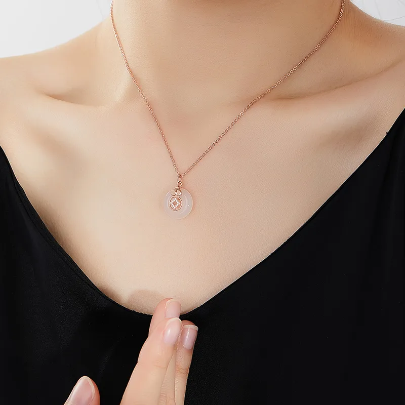 CHINA GOLD Chalcedony Jade Necklaces Women's-5