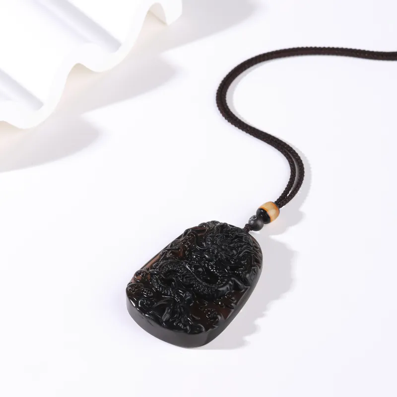 CHINA GOLD Obsidian Necklaces Unisex-3