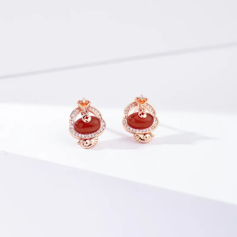 CHINA GOLD Agate Earrings Women's-2