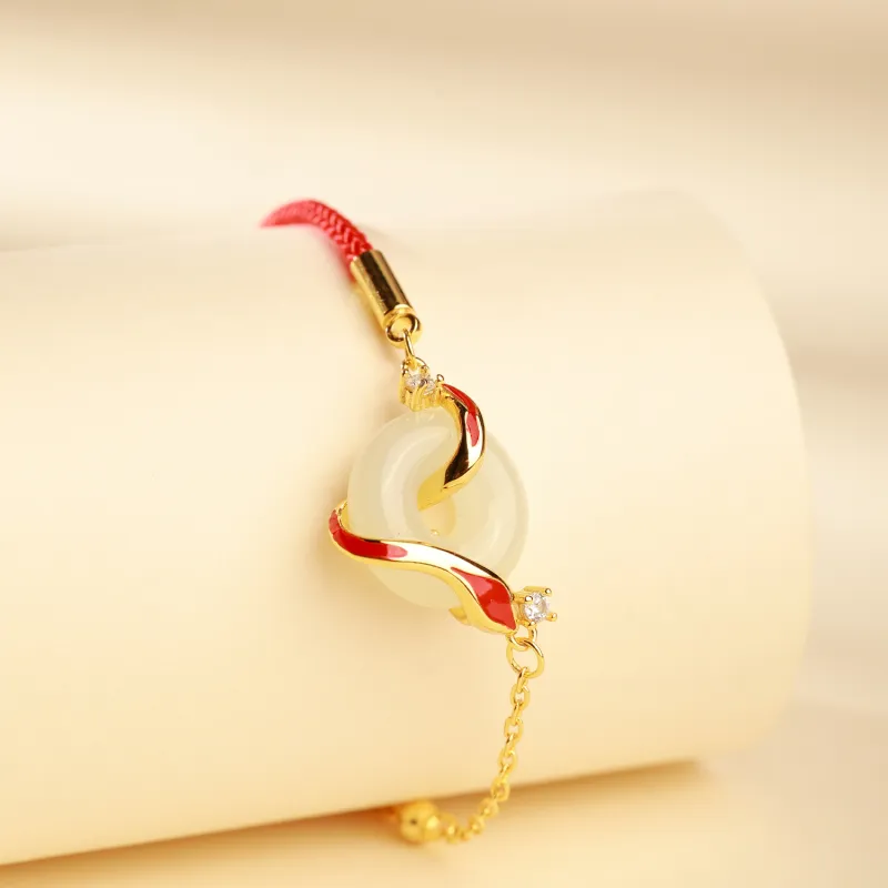 CHINA GOLD Hetian Jade Bracelets Pale Greenish White Jade Women's-4