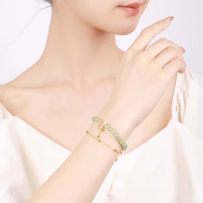 CHINA GOLD Bracelets Pale Greenish White Jade Women's-4