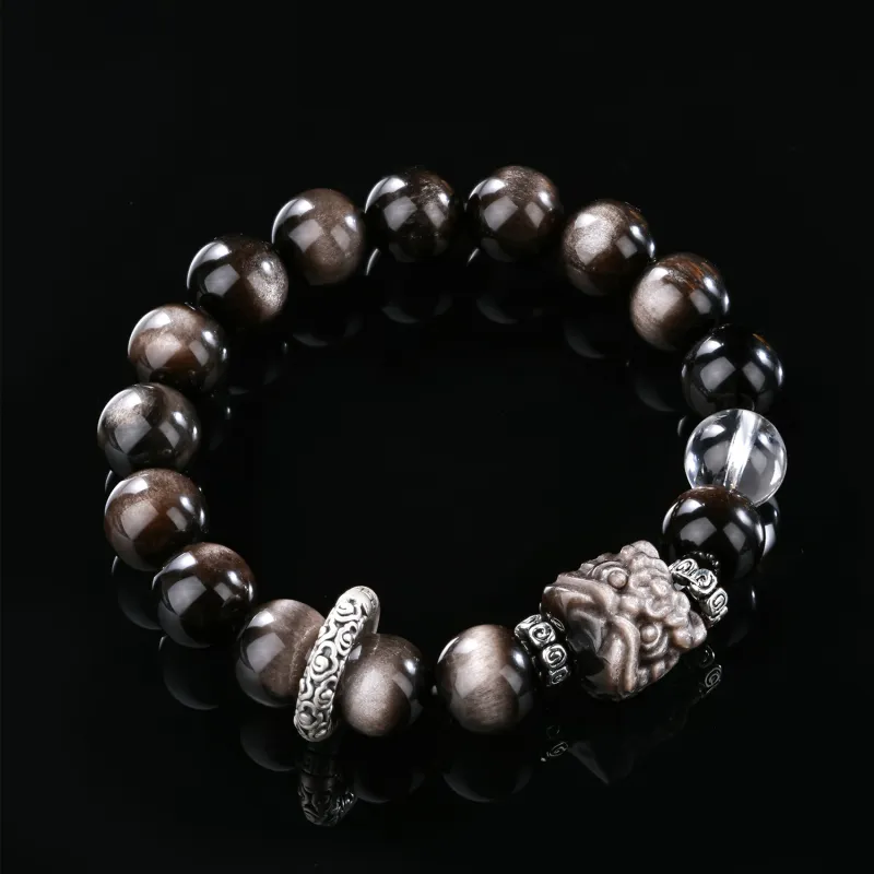CHINA GOLD Natural Obsidian Bracelets Unisex-1