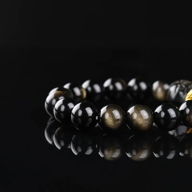 CHINA GOLD Natural Obsidian Bracelets Unisex-3