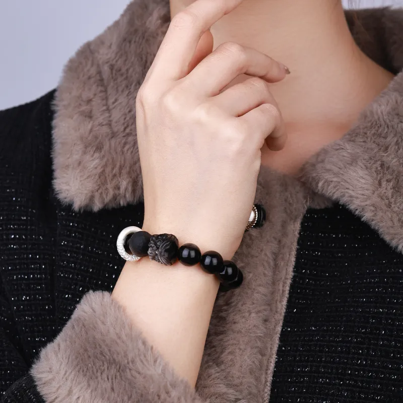 CHINA GOLD Obsidian Bracelets Men's-4