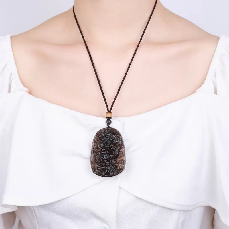 CHINA GOLD Obsidian Necklaces Unisex-4