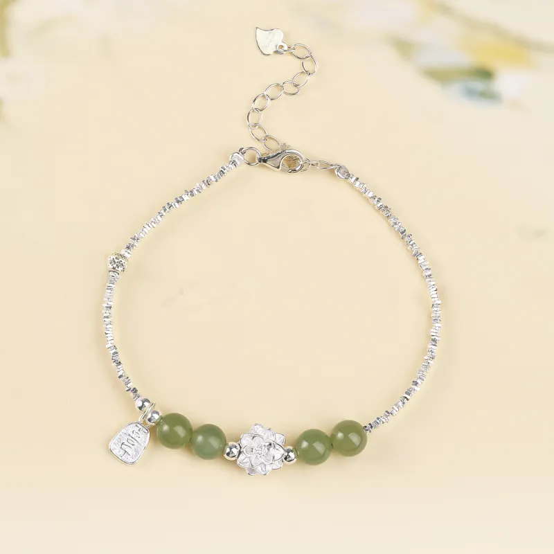 CHINA GOLD Hetian Jade Bracelets Pale Greenish White Jade Women's-1