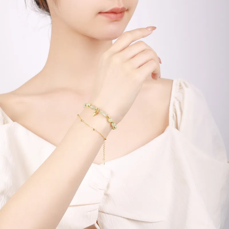 CHINA GOLD Bracelets Pale Greenish White Jade Women's-4
