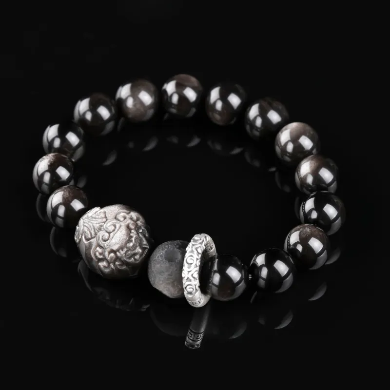 CHINA GOLD Natural Obsidian Bracelets Unisex-7