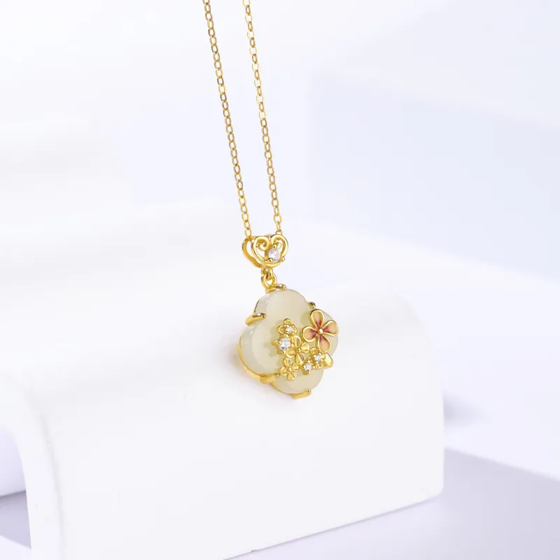CHINA GOLD Hetian Jade Necklaces Pale Greenish White Jade Women's-3