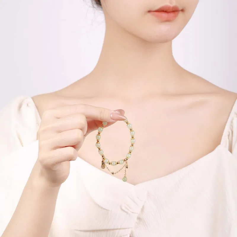 CHINA GOLD Hetian Jade Bracelets Pale Greenish White Jade Women's-4