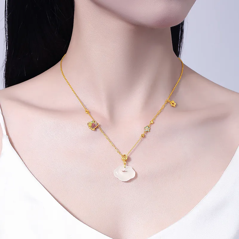 CHINA GOLD Chalcedony Necklaces Women's-4