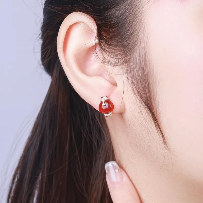 CHINA GOLD Agate Earrings Women's-3