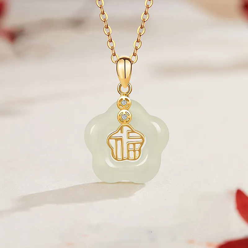 CHINA GOLD Hetian Jade Necklaces White Jade/Pale Greenish White Jade Women's-4