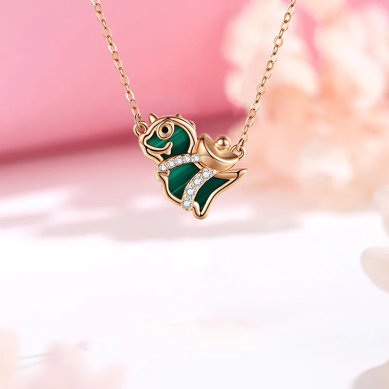 CHINA GOLD Malachite Necklaces Women's-2