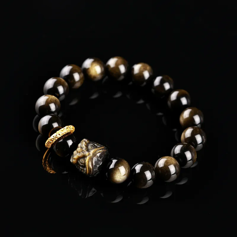 CHINA GOLD Natural Obsidian Bracelets Unisex-3