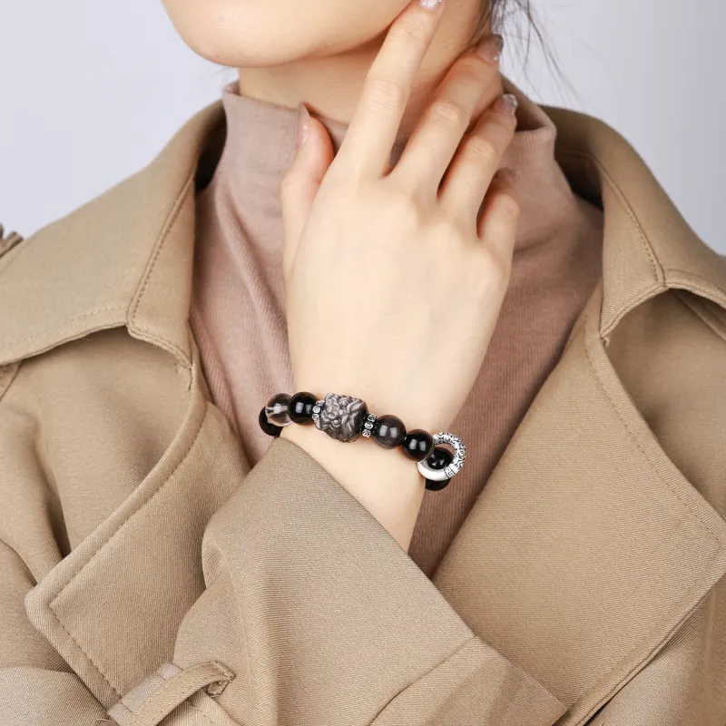 CHINA GOLD Natural Obsidian Bracelets Unisex-4